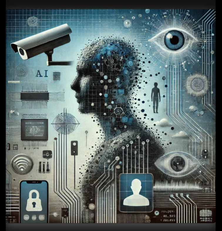 Illustration of surveillance, facial recognition and digital identity