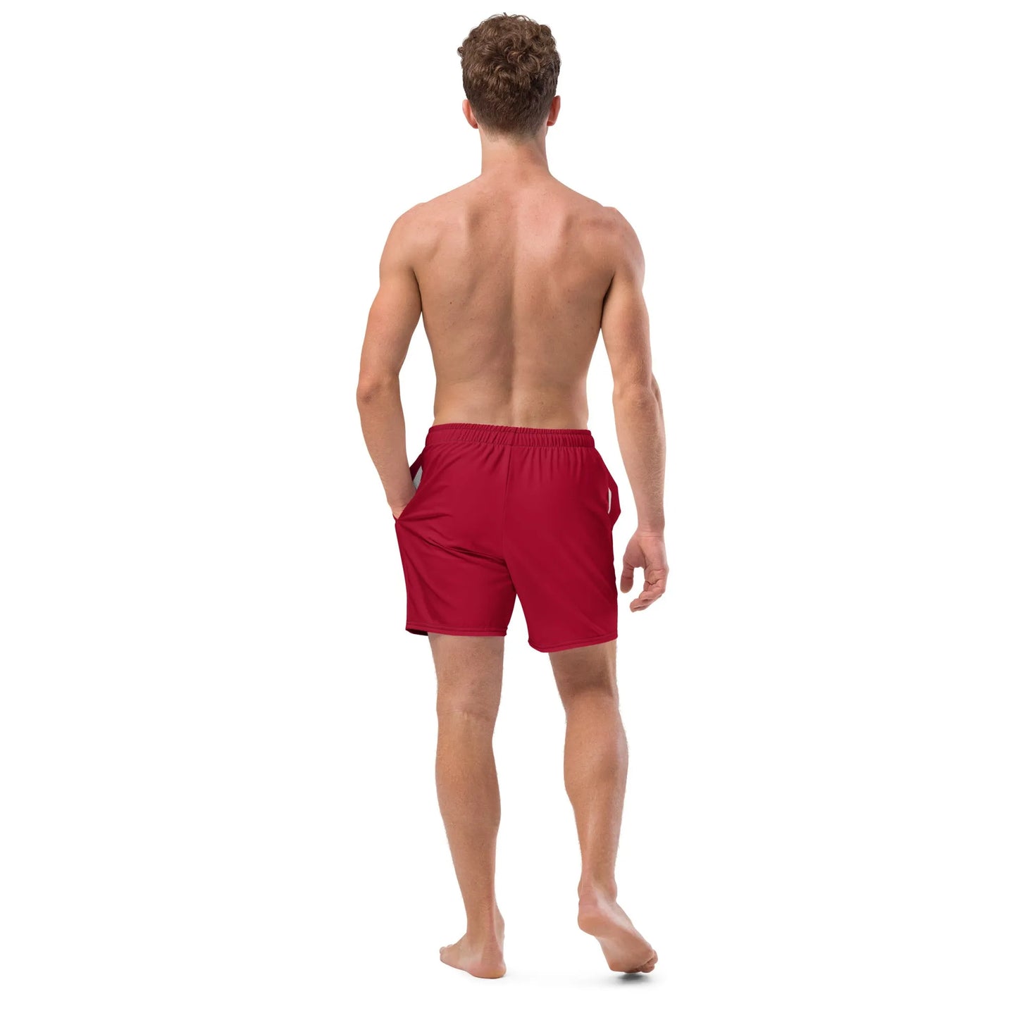 Men's Red Swim Trunks | Eco-Friendly Recycled Polyester | Metaphorically Significant Collection