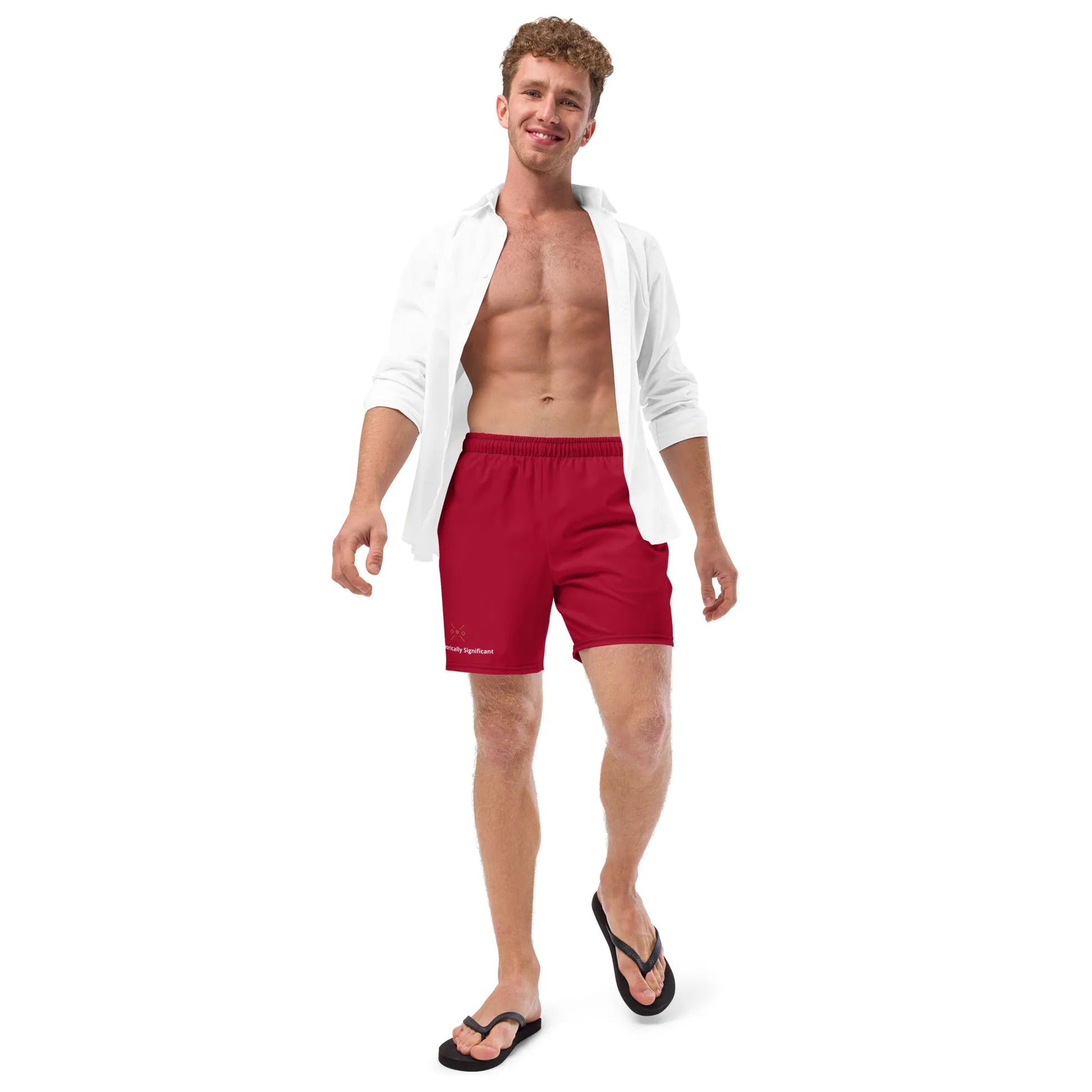 Men's Red Swim Trunks | Eco-Friendly Recycled Polyester | Metaphorically Significant Collection