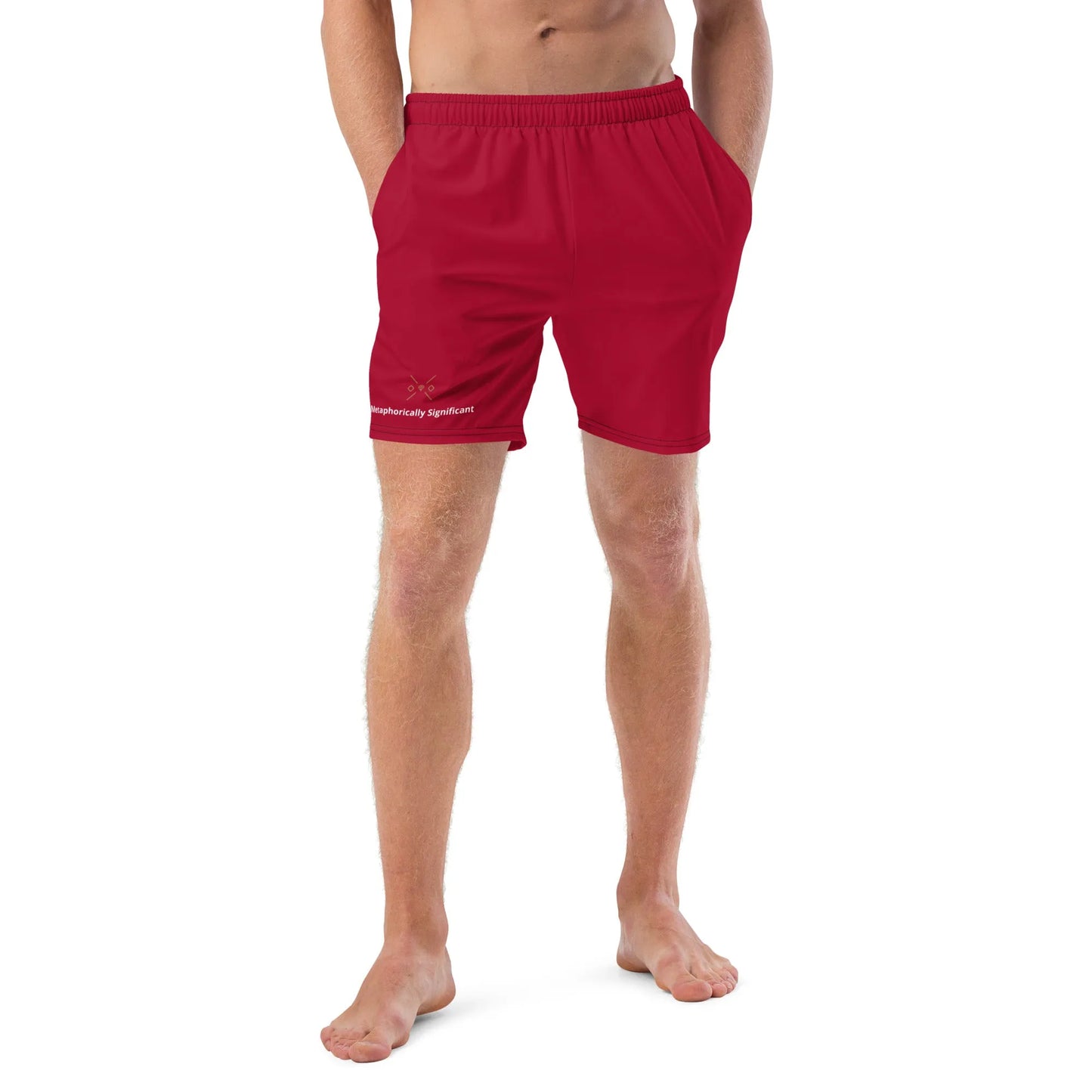 Men's Red Swim Trunks | Eco-Friendly Recycled Polyester | Metaphorically Significant Collection