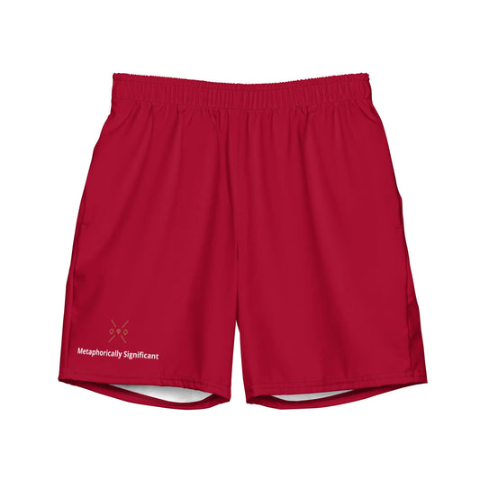 Men's Red Swim Trunks | Eco-Friendly Recycled Polyester | Metaphorically Significant Collection