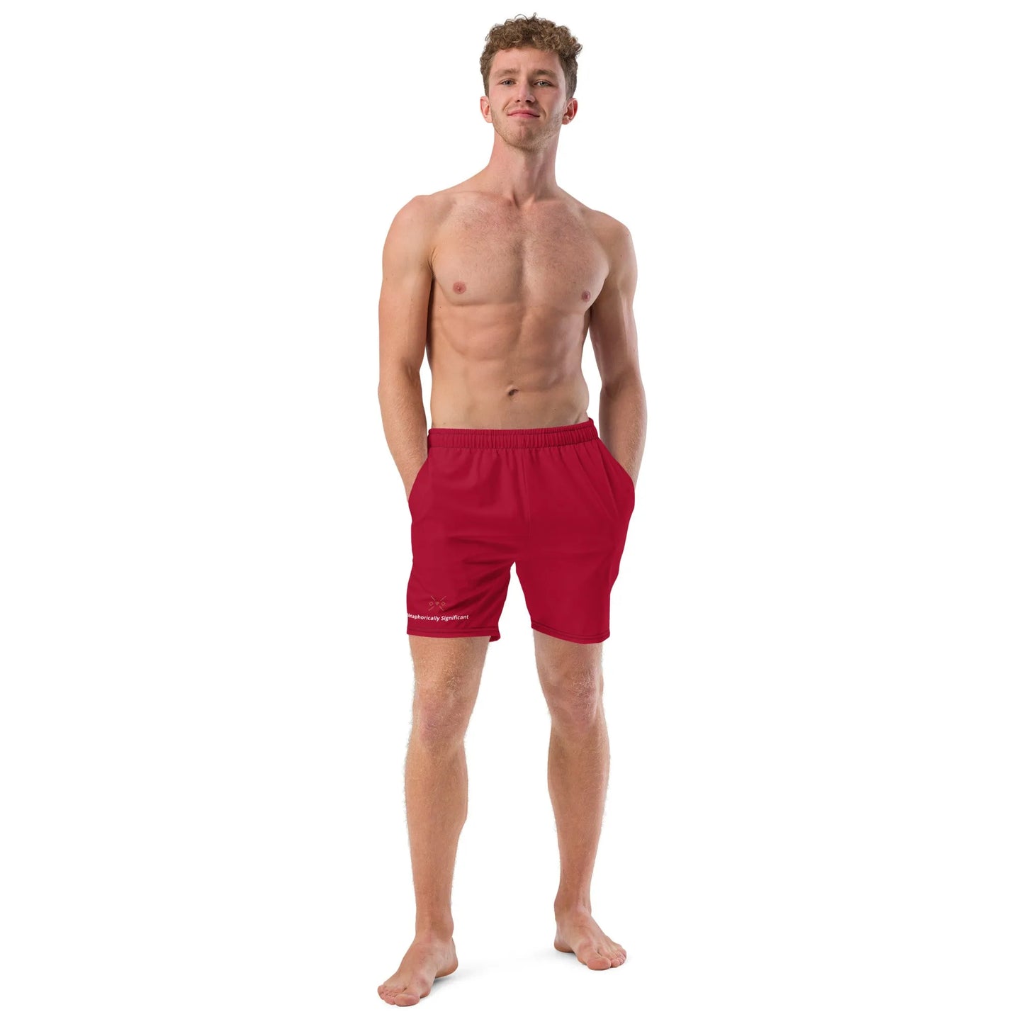 Men's Red Swim Trunks | Eco-Friendly Recycled Polyester | Metaphorically Significant Collection