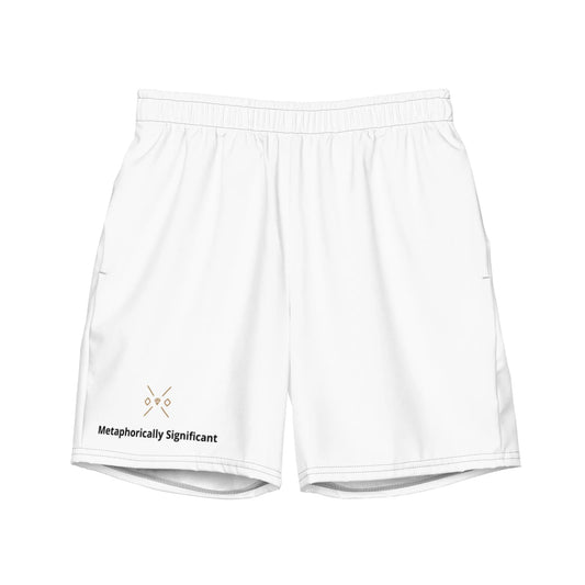 Men's White Swim Trunks | Eco-Friendly Recycled Polyester | Metaphorically Significant Collection