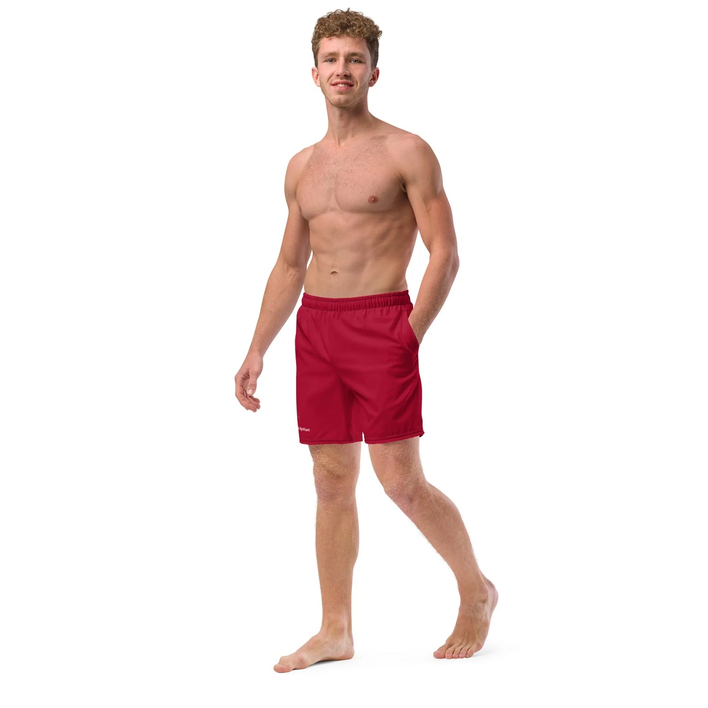 Men's Red Swim Trunks | Eco-Friendly Recycled Polyester | Metaphorically Significant Collection