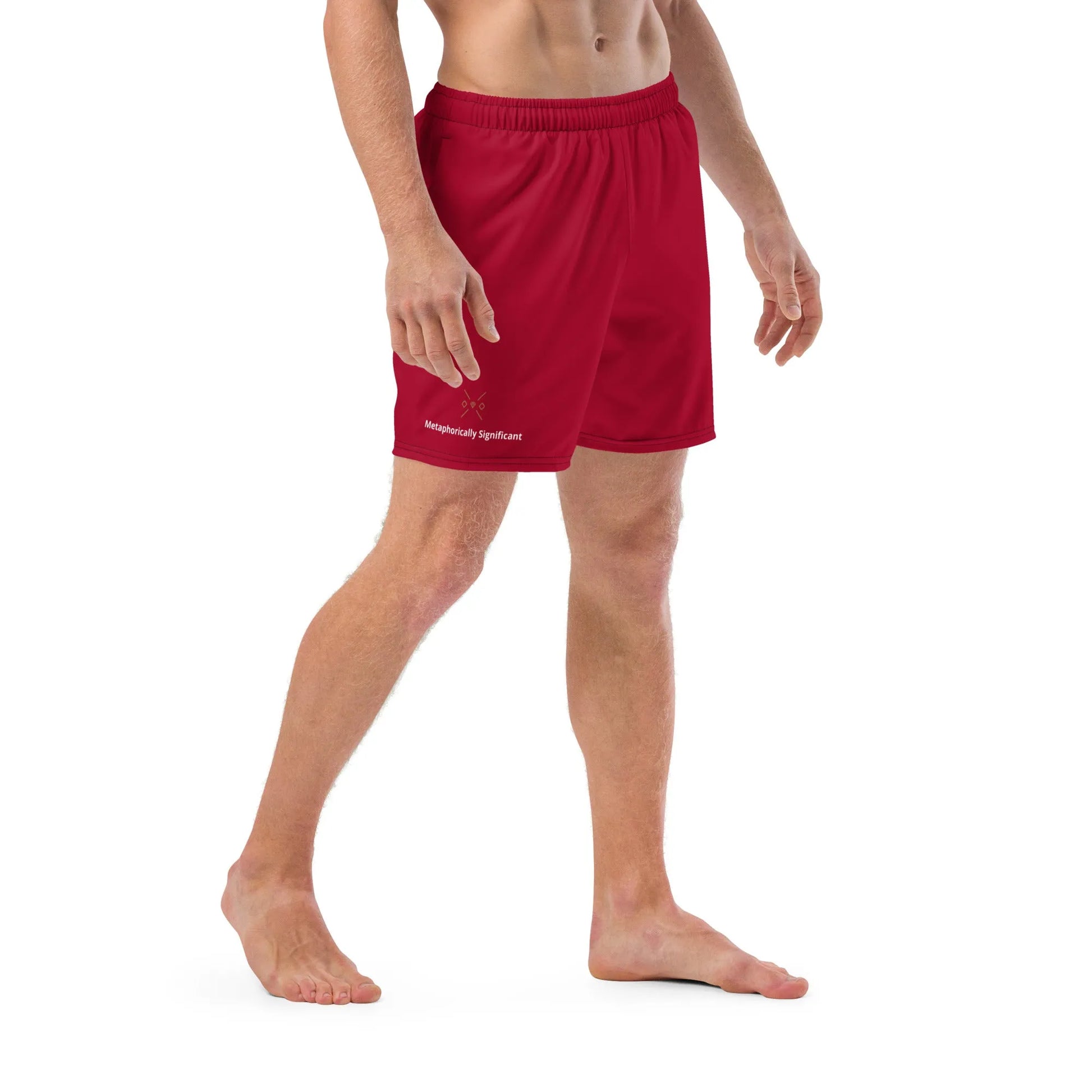 Men's Red Swim Trunks | Eco-Friendly Recycled Polyester | Metaphorically Significant Collection