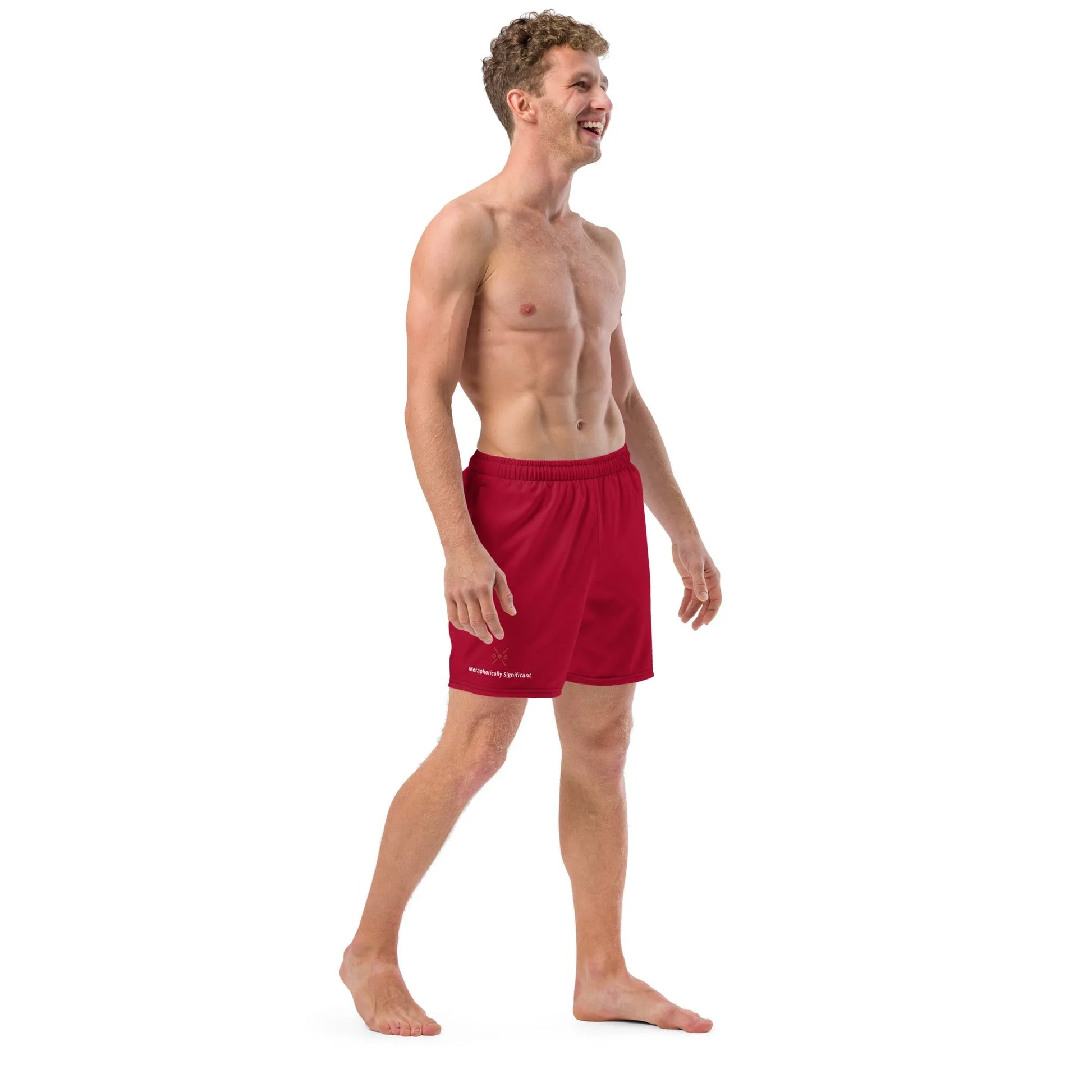 Men's Red Swim Trunks | Eco-Friendly Recycled Polyester | Metaphorically Significant Collection