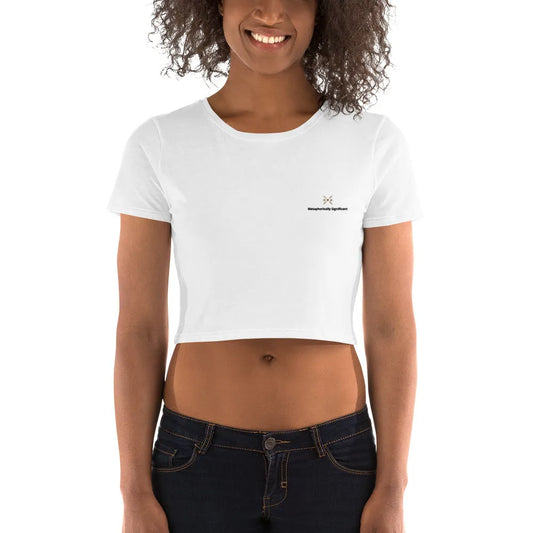 Women’s White Embroidered Crop Tee | Metaphorically Significant Collection